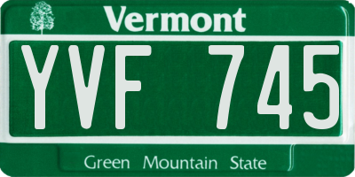 VT license plate YVF745