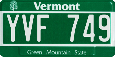 VT license plate YVF749
