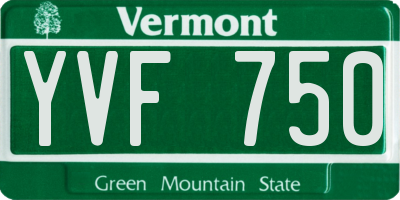 VT license plate YVF750