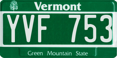 VT license plate YVF753