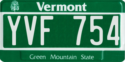 VT license plate YVF754