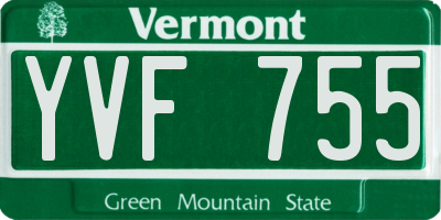 VT license plate YVF755