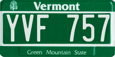 VT license plate YVF757