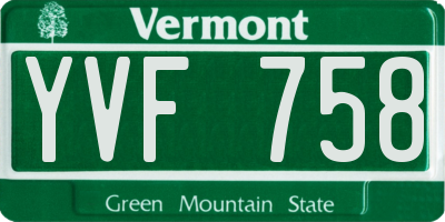 VT license plate YVF758