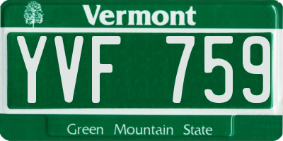 VT license plate YVF759