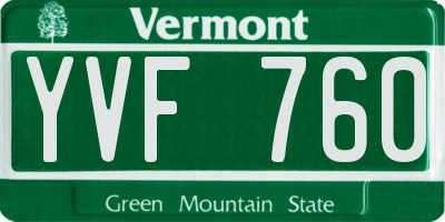 VT license plate YVF760