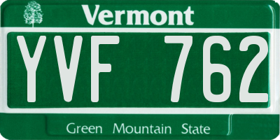 VT license plate YVF762
