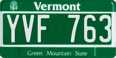 VT license plate YVF763