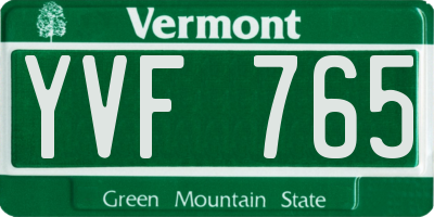 VT license plate YVF765