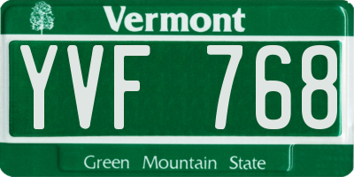 VT license plate YVF768