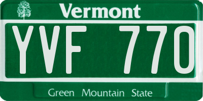 VT license plate YVF770