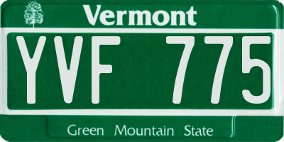 VT license plate YVF775