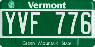 VT license plate YVF776