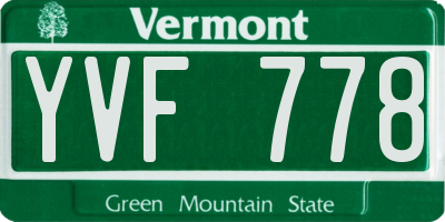 VT license plate YVF778