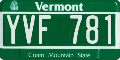 VT license plate YVF781