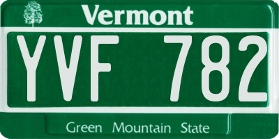 VT license plate YVF782