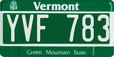 VT license plate YVF783