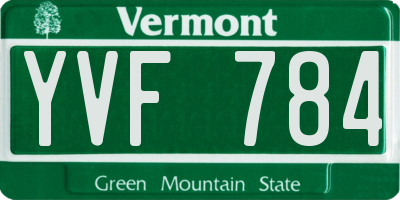 VT license plate YVF784