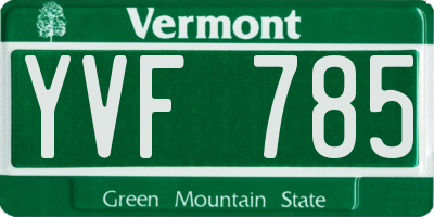 VT license plate YVF785