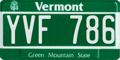 VT license plate YVF786