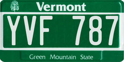 VT license plate YVF787