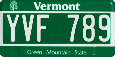 VT license plate YVF789