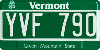 VT license plate YVF790