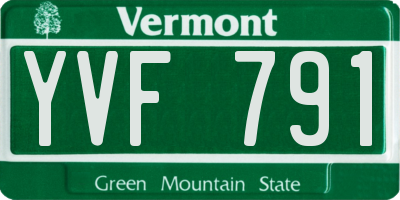 VT license plate YVF791
