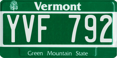 VT license plate YVF792