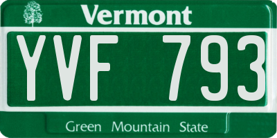 VT license plate YVF793