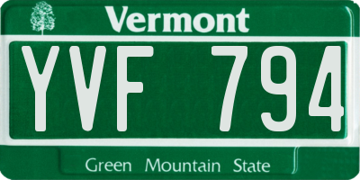 VT license plate YVF794