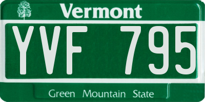 VT license plate YVF795