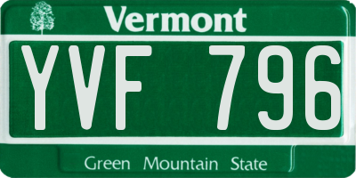 VT license plate YVF796