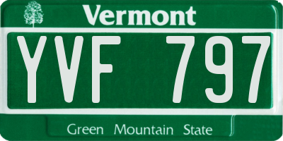 VT license plate YVF797