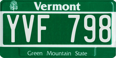 VT license plate YVF798