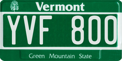 VT license plate YVF800
