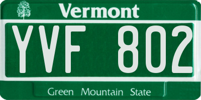 VT license plate YVF802