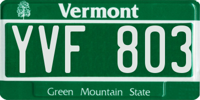 VT license plate YVF803
