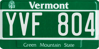 VT license plate YVF804