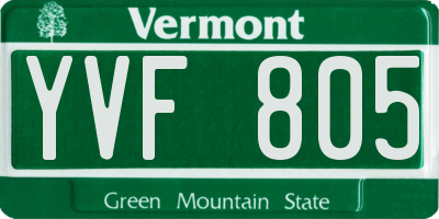 VT license plate YVF805
