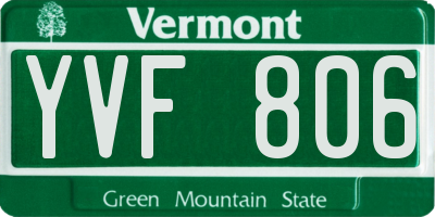 VT license plate YVF806