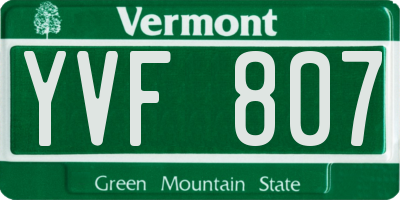 VT license plate YVF807
