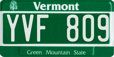 VT license plate YVF809