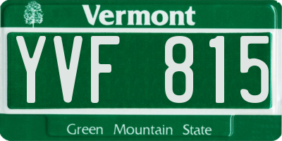 VT license plate YVF815