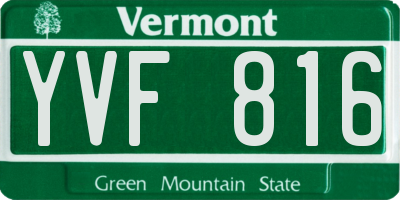 VT license plate YVF816