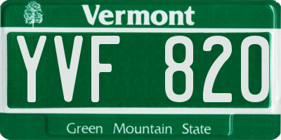 VT license plate YVF820