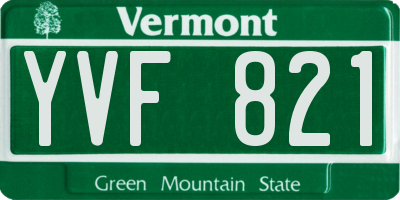 VT license plate YVF821