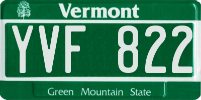 VT license plate YVF822