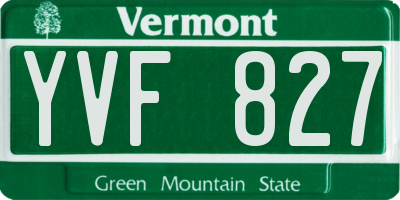 VT license plate YVF827