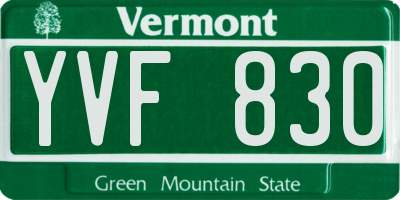 VT license plate YVF830